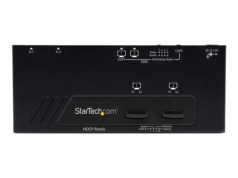 StarTech.com 2x2 HDMI Switch with Automatic and Priority Switching - Desktop HDMI Sharing/Matrice - 1080p - Video/Audio Switch