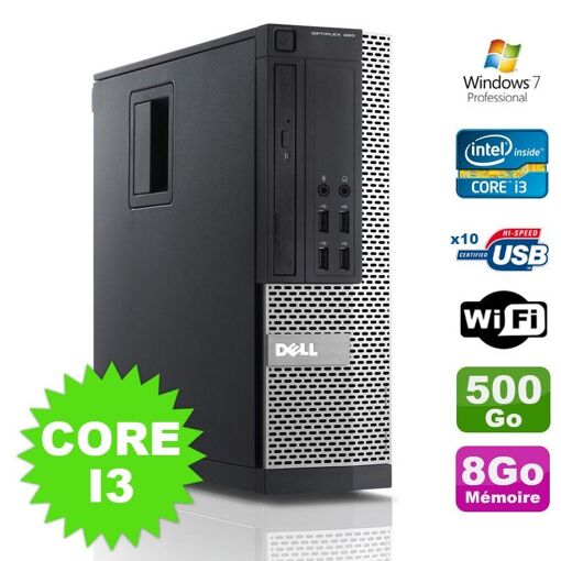 Computadora de escritorio Dell Optiplex 990 SFF - Procesador Intel Core i3-2120, 8 GB de RAM, disco duro de 500 GB, unidad de CD/DVD, WiFi, Windows 7 Pro