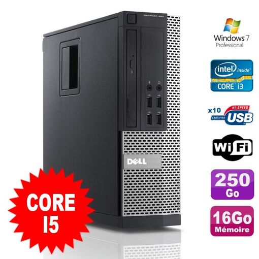 Computadora de escritorio Dell Optiplex 990 SFF - Procesador Intel Core i5-2400, 16 GB de RAM, disco duro de 250 GB, unidad de DVD, WiFi, Windows 7 Pro