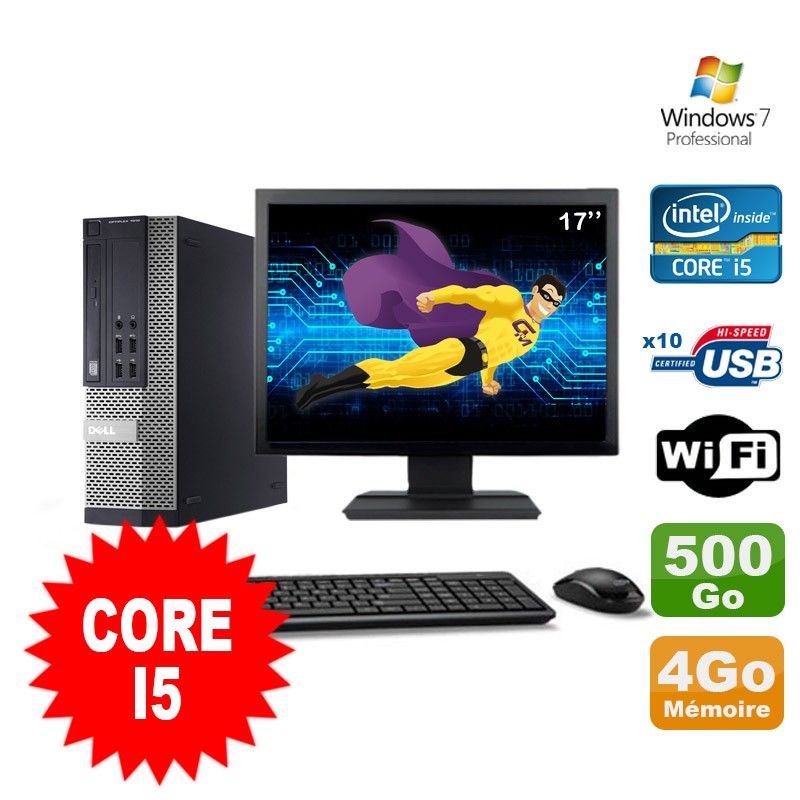 Dell Optiplex 990 SFF I5-2400 3.1GHz 4GB 500GB DVD WiFi W7 + 17" Screen