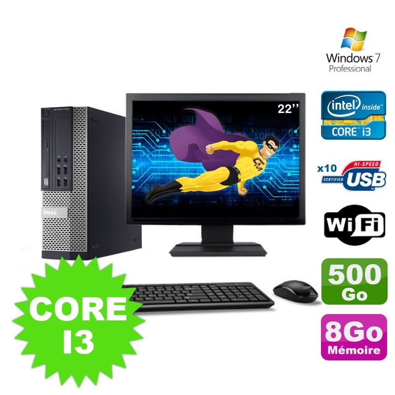 Dell Optiplex 990 SFF Desktop PC - Intel Core i3-2120, 8GB RAM, 500GB HDD, DVD Drive, WiFi, Windows 7 Pro
