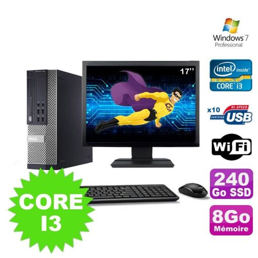 PC de escritorio Dell Optiplex 990 SFF i3-2120 3.3 GHz 8 GB 240 GB SSD WiFi