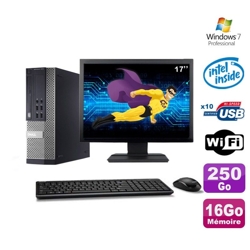 Dell Optiplex 990 SFF Desktop Computer - Intel G630, 16GB RAM, 250GB HDD, DVD Drive, WiFi, Windows 7 Pro