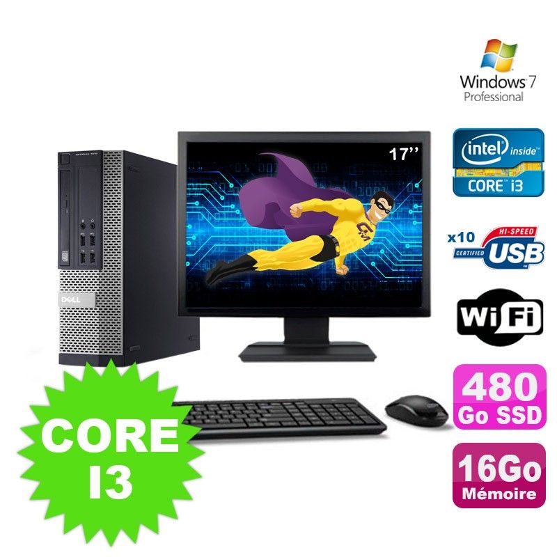 Dell Optiplex 990 SFF Desktop PC - I3-2120, 16GB RAM, 480GB SSD, DVD Drive, WiFi, Windows 7 Pro