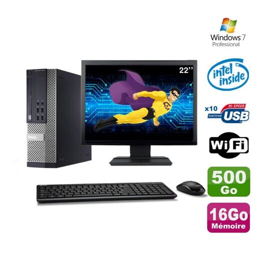 PC de escritorio Dell Optiplex 990 SFF - Procesador Intel G630, 16 GB RAM, 500 GB HDD, DVD, WiFi, Windows 7 Pro