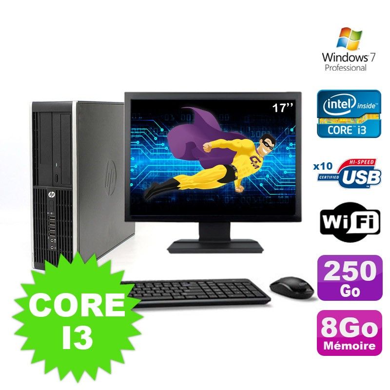 HP Compaq Elite 8100 SFF Desktop PC - Core i3-530, 8GB RAM, 250GB HDD, DVD Drive, WiFi, Windows 7 Pro