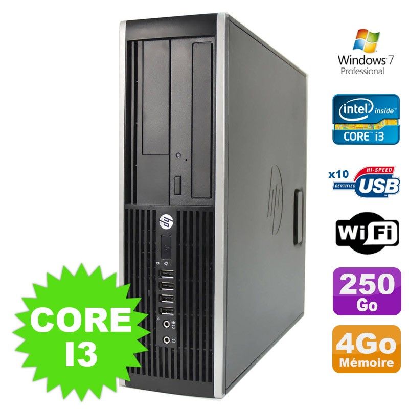 HP Compaq Elite 8100 SFF Desktop PC - Intel Core i3-530, 4GB RAM, 250GB HDD, DVD Drive, WiFi, Windows 7 Pro