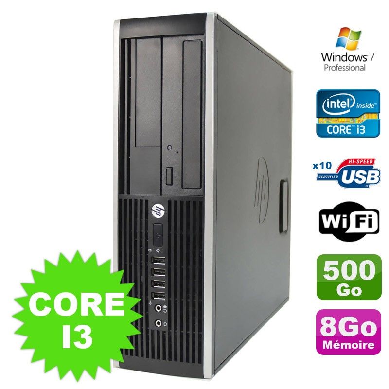 HP Compaq Elite 8100 SFF Desktop - Intel Core i3-530, 8GB RAM, 500GB HDD, DVD Drive, WiFi, Windows 7 Pro