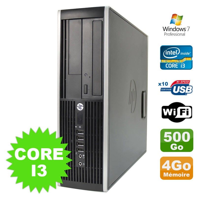 HP Compaq Elite 8100 SFF Desktop PC - Intel Core i3-530, 4GB RAM, 500GB HDD, DVD Drive, WiFi, Windows 7 Pro