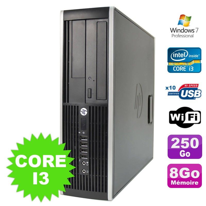 HP Compaq Elite 8100 SFF Desktop PC - Intel Core i3-530, 8GB RAM, 250GB HDD, DVD Drive, WiFi, Windows 7 Pro
