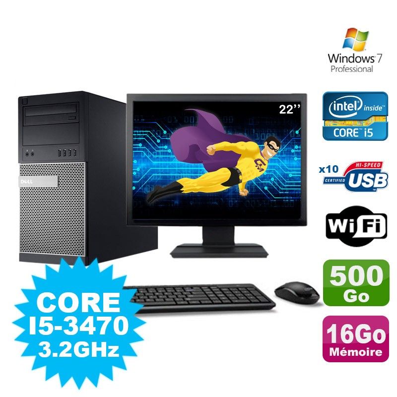 Dell Optiplex 7010 Desktop PC - Core i5, 16GB RAM, 500GB HDD, WiFi, Windows 7 Pro