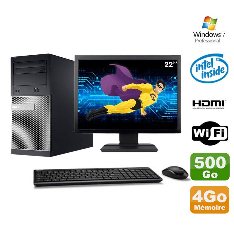 Dell PC Tower G2020 with Intel Pentium G2020, 4GB RAM, 500GB HDD, DVD Burner, HDMI, WiFi, Windows 7 Pro