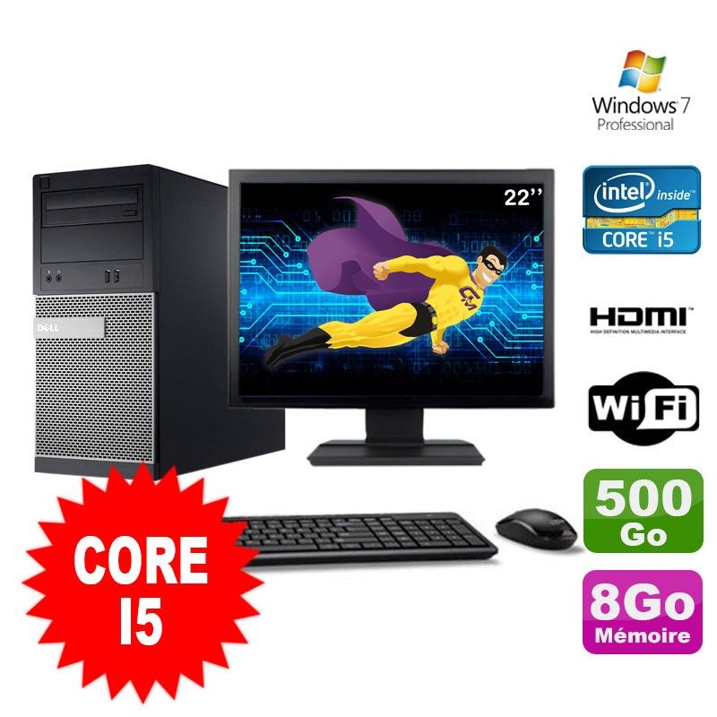 Dell 3010 MT Desktop PC - Intel Core i5-2400, 8GB RAM, 500GB HDD, DVD Burner, HDMI, WiFi, Windows 7 Pro