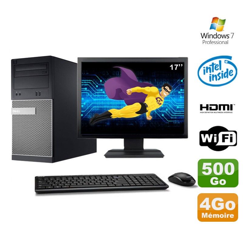 Dell PC Tower G2020 with Intel Pentium G2020, 4GB RAM, 500GB HDD, DVD Writer, WiFi, Windows 7 Pro