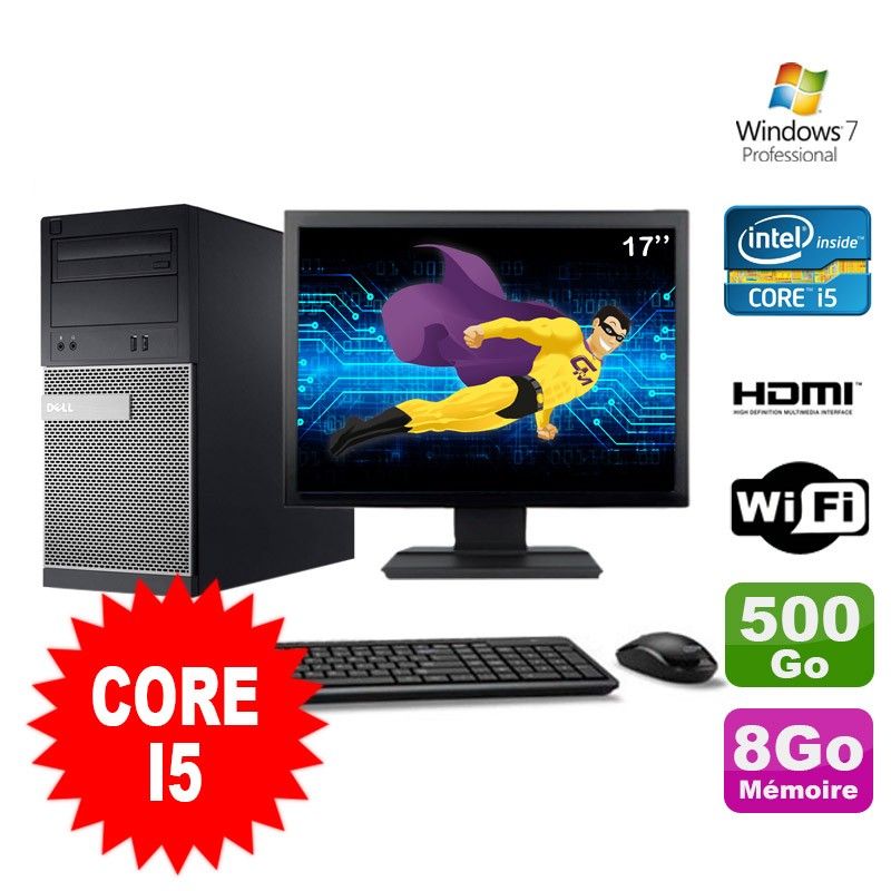 Dell 3010 MT Desktop Computer - Intel Core i5-2400, 8GB RAM, 500GB HDD, DVD Burner, HDMI, WiFi, Windows 7 Pro