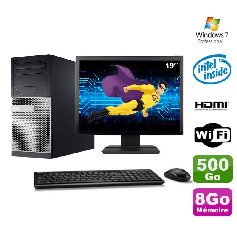 Dell PC Tower G2020 with 8GB RAM, 500GB HDD, DVD Burner, Intel HD Graphics, WiFi, Windows 7 Pro 64-bit