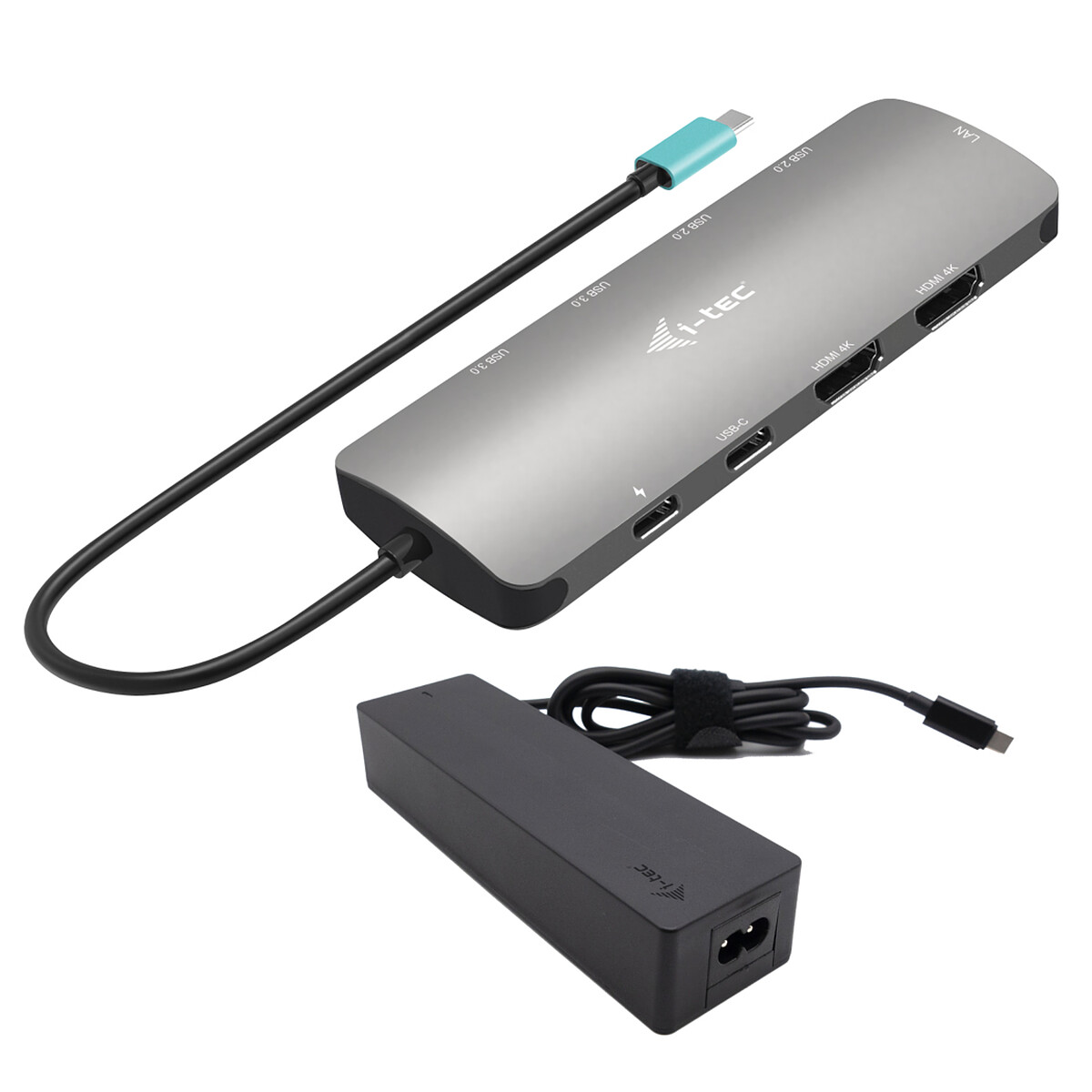 i-tec USB-C Metal Nano 2x Display Docking Station Power Delivery 100W + Adaptateur secteur 100W