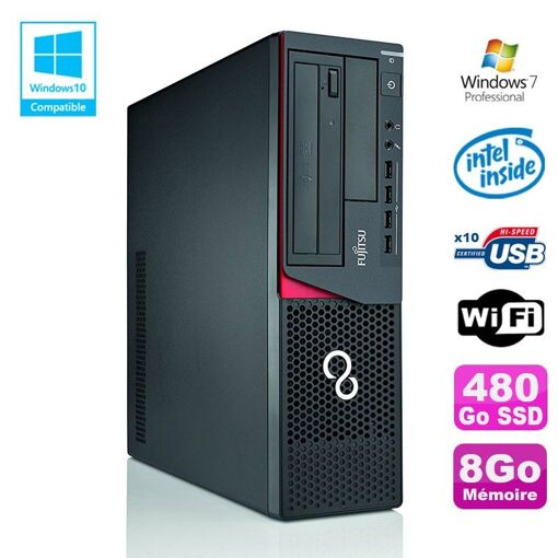 Computadora Fujitsu E720 SFF - Procesador Intel Pentium G3220, 8 GB de RAM, 480 GB SSD, Grabadora DVD, WiFi