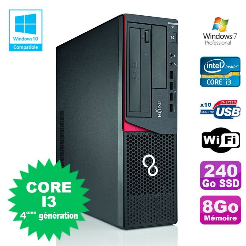 PC Fujitsu E720 SFF - Intel Core i3-4130, 8GB RAM, 240GB SSD, Windows 7 Pro