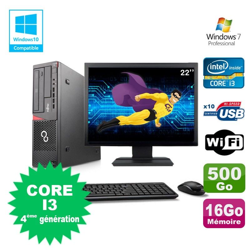 Portátil Fujitsu E720 con procesador Intel Core i3-4130, 16GB de RAM, disco duro de 500GB, grabadora de DVD, WiFi y Windows 7 Pro