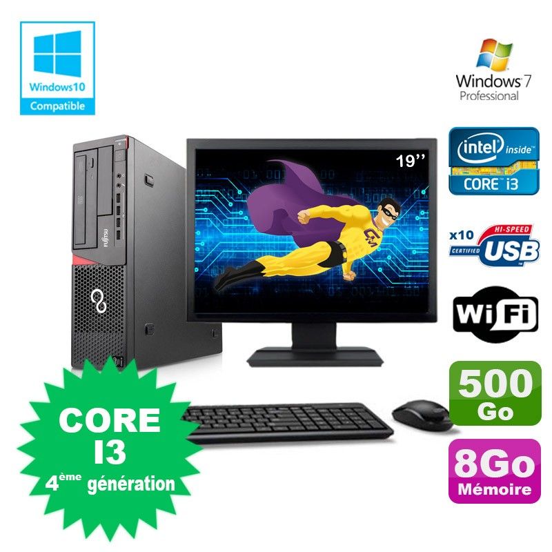 Fujitsu PC E720 with Intel Core i3-4130, 8GB RAM, 500GB HDD, DVD Burner, WiFi, Windows 7 Pro