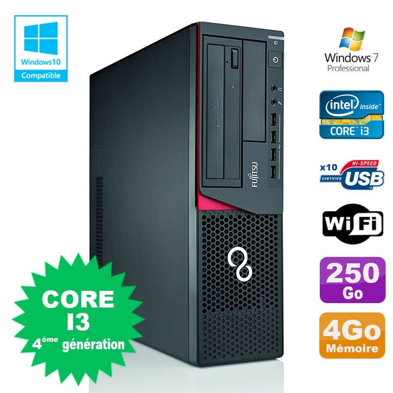 Fujitsu E720 SFF PC - Core i3-4130, 3.4GHz, 4GB RAM, 250GB HDD, DVD Burner, WiFi