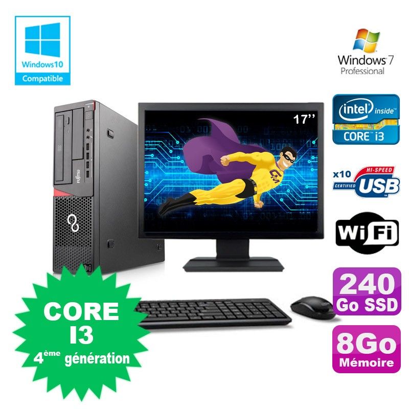Fujitsu PC E720 with Intel Core i3-4130, 8GB RAM, 240GB SSD, DVD Burner, WiFi