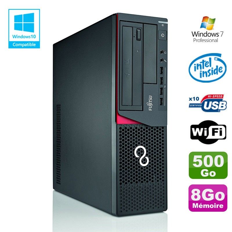 Fujitsu E720 SFF Desktop PC - Intel Pentium G3220, 8GB RAM, 500GB HDD, DVD Burner, WiFi