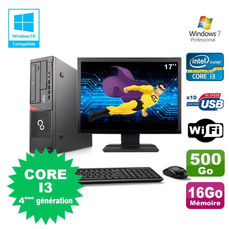Computadora portátil Fujitsu E720 con procesador Intel Core i3-4130, 16 GB de RAM, disco duro de 500 GB, unidad óptica DVD, WiFi, Windows 7 Pro