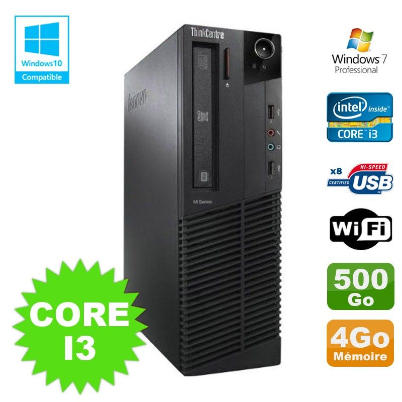 Lenovo M91p 7005 SFF Core i3 3.1GHz 4GB 500GB WiFi DVD Burner Windows 7 Pro