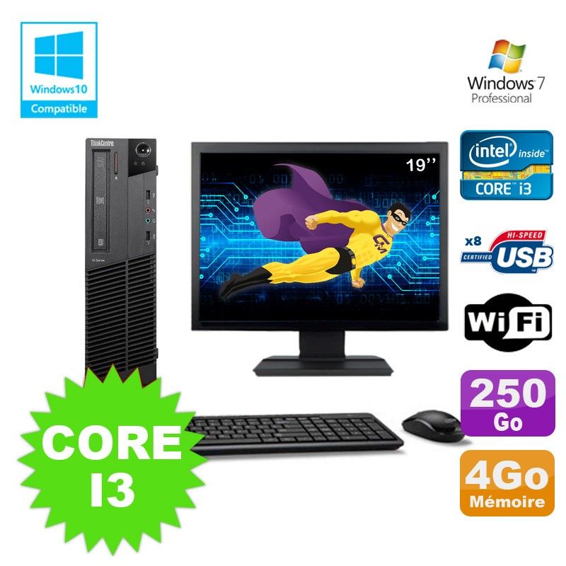 Lenovo M91p 7005 SFF Desktop Computer - Core i3, 4GB RAM, 250GB HDD, DVD Burner, Windows 7 Pro