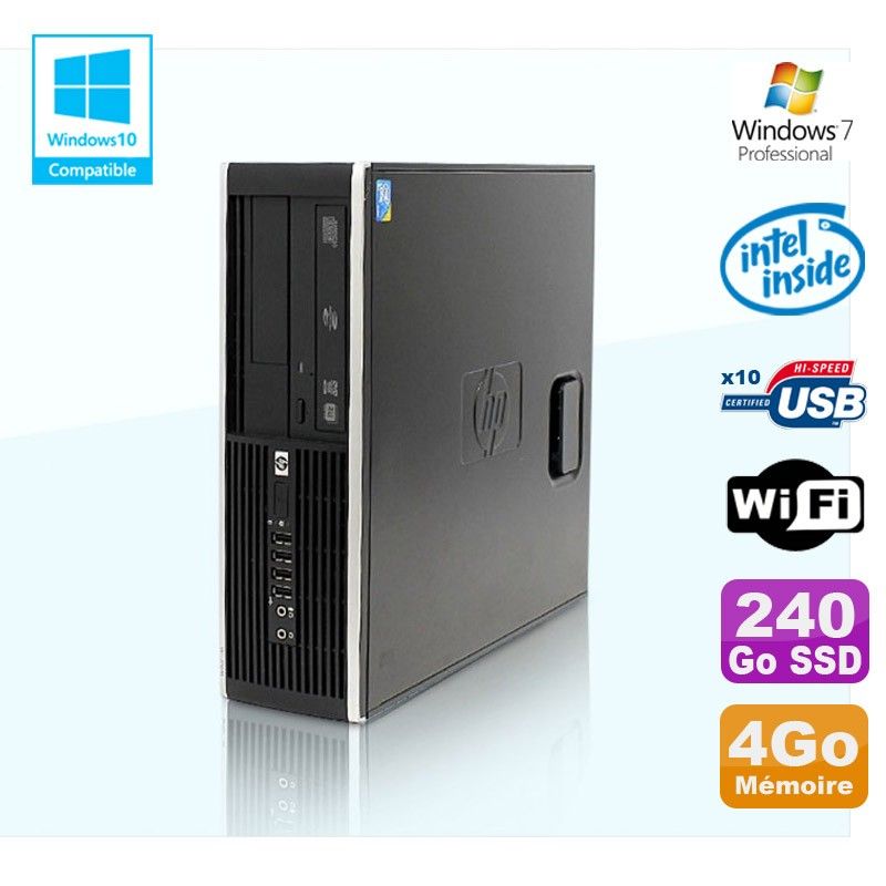 HP Compaq Elite 8100 SFF Desktop PC - Intel G6950, 2.8GHz, 4GB RAM, 240GB SSD, WiFi, DVD Burner, Windows 7 Pro