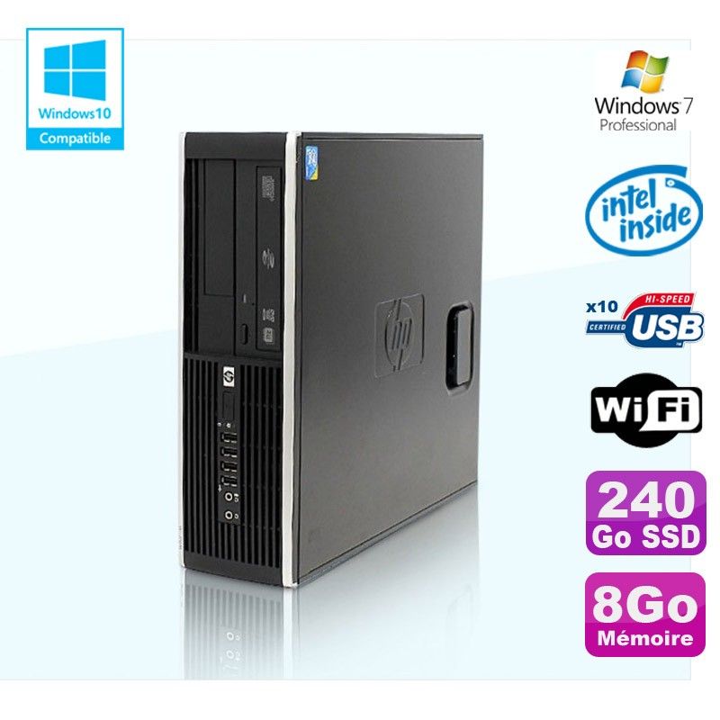 HP Compaq Elite 8100 SFF Desktop PC - Intel G6950, 2.8GHz, 8GB RAM, 240GB SSD, DVD Burner, Windows 7 Pro