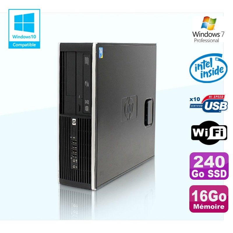 HP Compaq Elite 8100 SFF Desktop - Intel G6950, 2.8GHz, 16GB RAM, 240GB SSD, DVD Burner, Windows 7 Pro