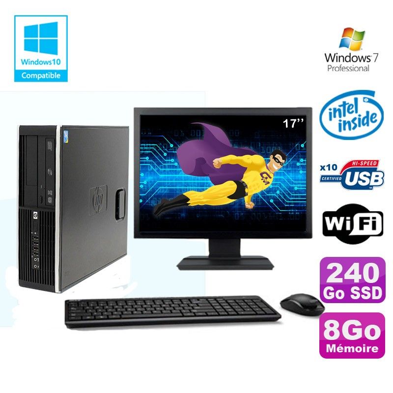HP 8100 SFF PC with Intel G6950, 8GB RAM, 240GB SSD, WiFi, Windows 7 Pro