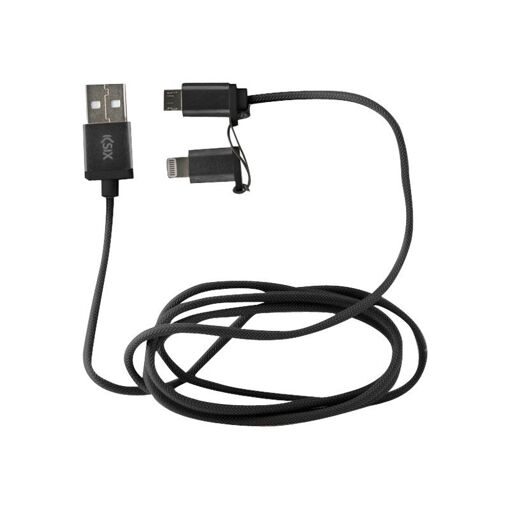 Câble Lightning Atlantis Internacional vers Micro-USB, 1m, Noir Métallisé