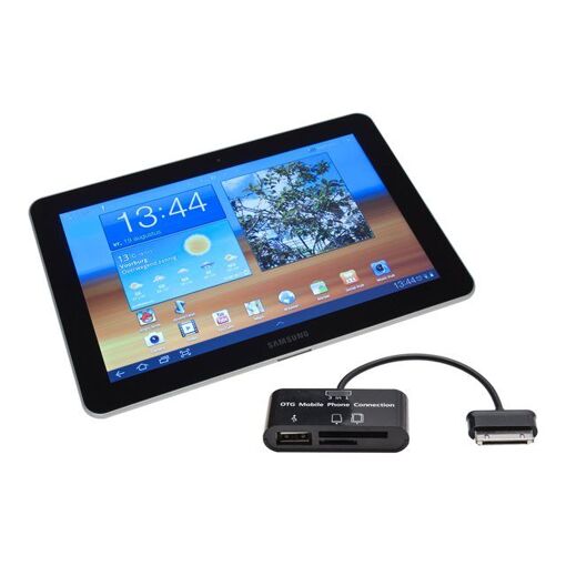 Lector de tarjetas SybaUSA - Conectador de puerto Samsung de 30 pines, SD, RS-MMC, microSD, SDHC
