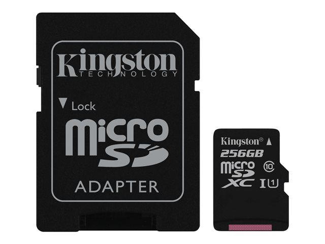 Kingston Canvas Select - Tarjeta de memoria flash (incluye adaptador microSDXC a SD) - 256 GB - UHS-I U1 / Clase 10 - microSDXC UHS-I