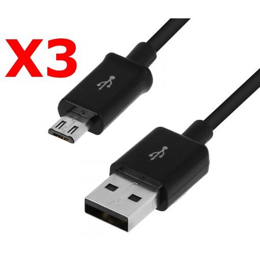 Câble USB / Micro USB X3 Universel - Noir