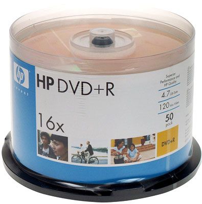 HP DVD+R 4.7GB 16x Writing Speed, 50-Pack Cake Box