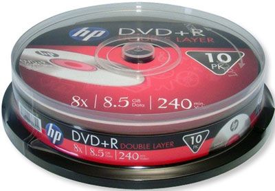 HP 8x Double Layer DVD+R, 10 Pack