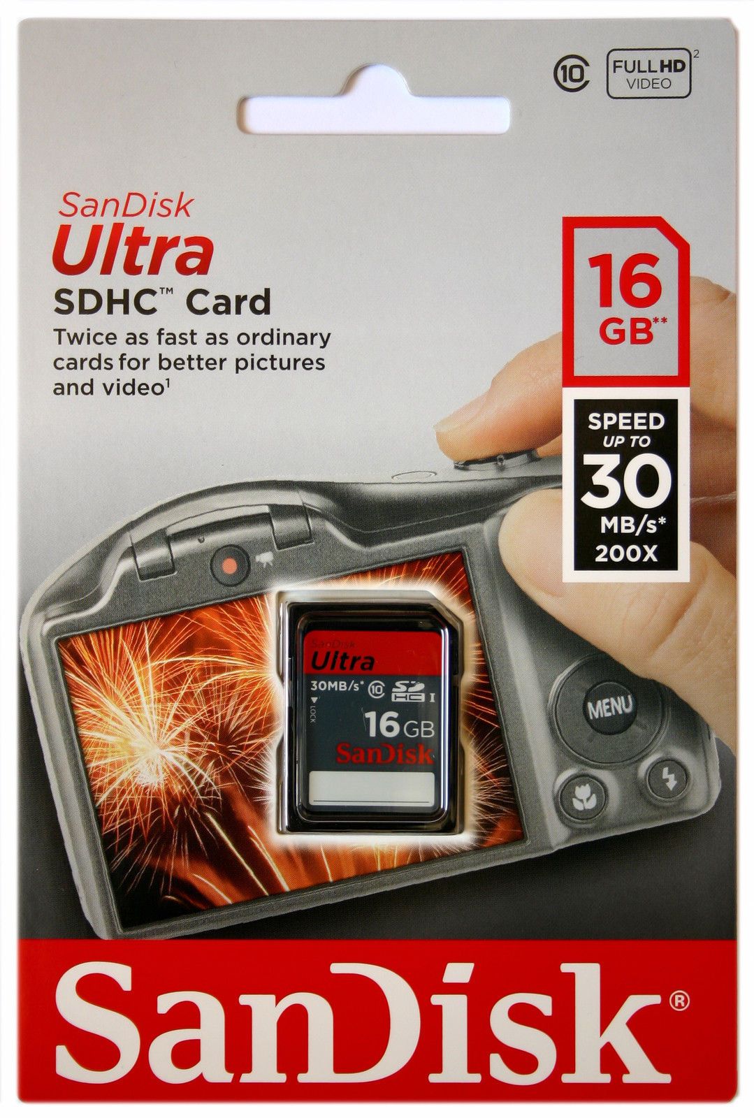 SanDisk Ultra SDHC 16GB Class 10 Memory Card 30MB/s