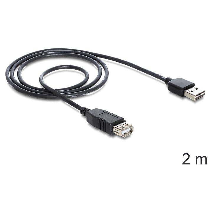 Delock Easy USB 2.0 A Cable - 2m, Black