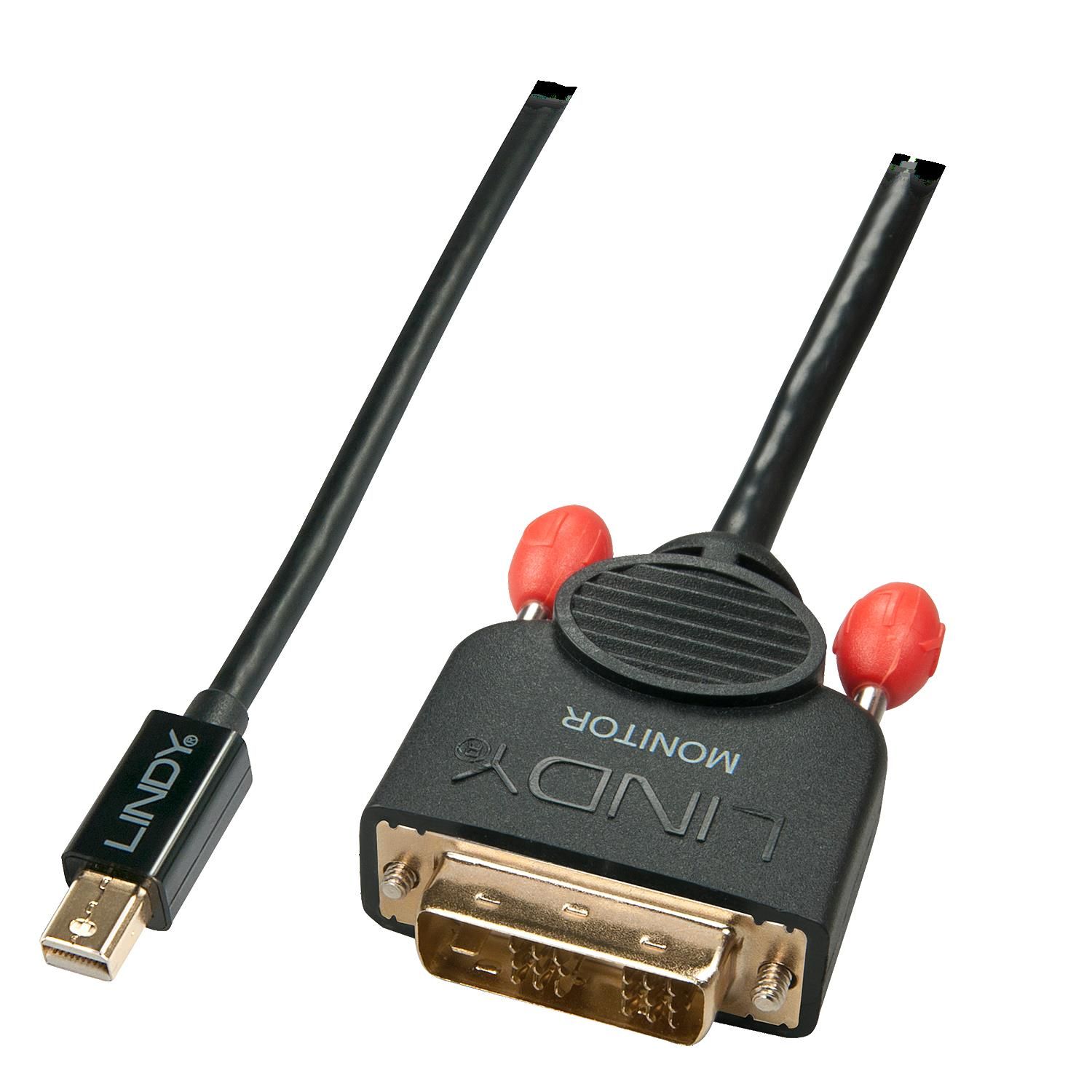 Cable Lindy Mini DisplayPort a DVI-D, 1m Negro