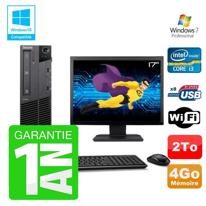 Lenovo M91p SFF Desktop Computer, Intel i3-2120, 4GB RAM, 2TB Hard Drive, DVD Burner, WiFi, Windows 7 Pro