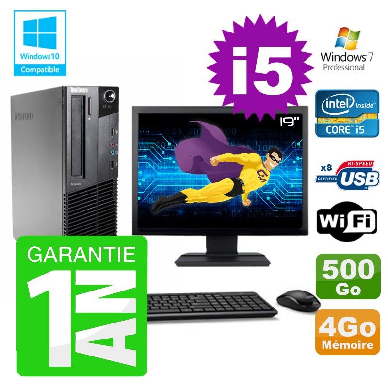 Lenovo M91p SFF Desktop PC - Intel Core i5-2400, 4GB RAM, 500GB HDD, DVD Burner, WiFi, Windows 7 Pro
