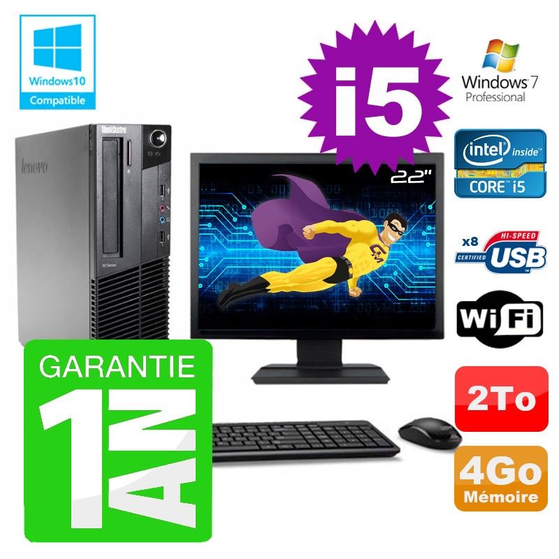 Lenovo M91p SFF Desktop PC - Intel Core i5, 4GB RAM, 2TB Hard Drive, DVD Burner, WiFi, Windows 7 Pro