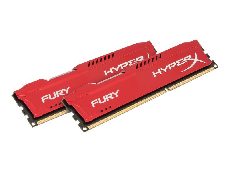 HyperX FURY 8GB (2x4GB) DDR3 Kit - 1600MHz, PC3-12800, CL10, 1.5V, Unbuffered, Non-ECC, Red