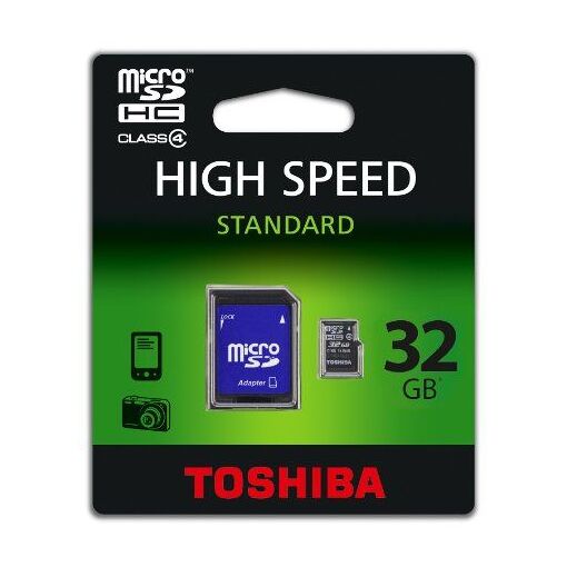 Toshiba 32GB MicroSDHC Memory Card (SD Adapter Included) - Class 4