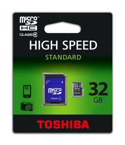 Toshiba 32GB MicroSDHC Memory Card (SD Adapter Included) - Class 4